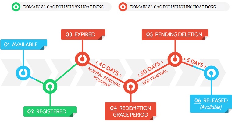Biểu đồ thể hiện vòng đời của tên miền quốc tế